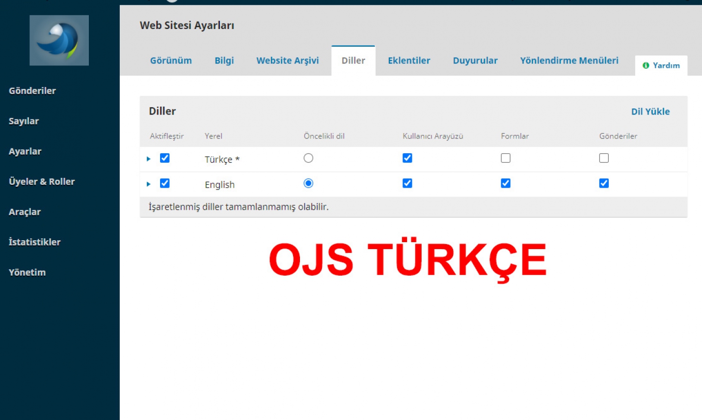 OJS (Açık Dergi sistemi) Türkçe Dil Seçeneği Kurulumu ve Hata Giderme